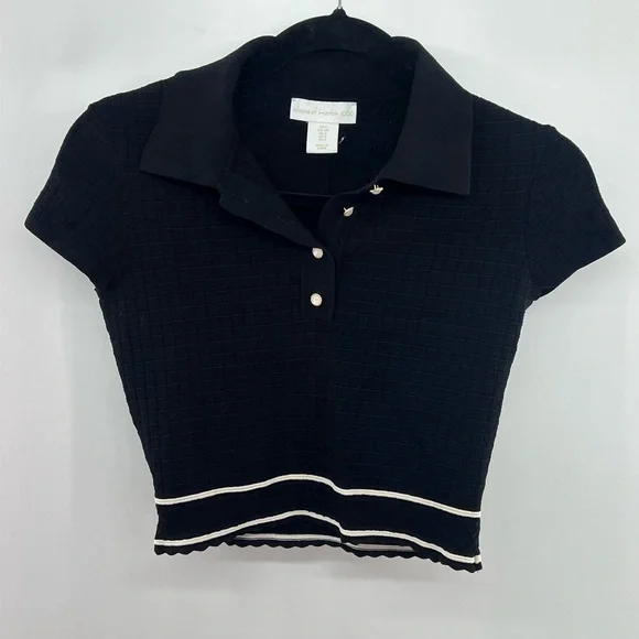 House of Harlow 1960 black knit polo matching set with crop top and skirt small - Picture 10 of 13